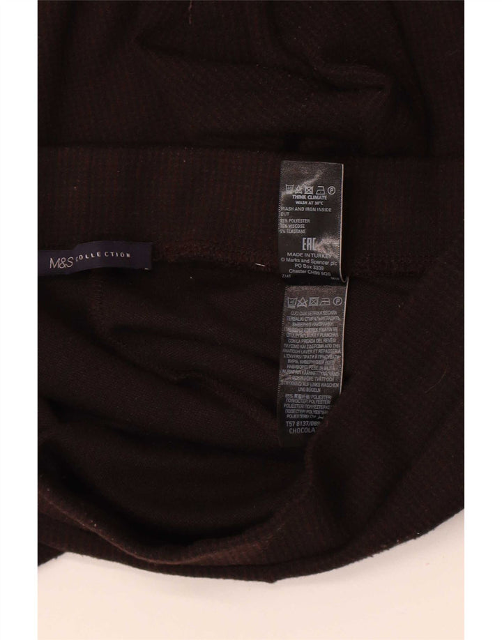 Leggings regulares femininas Marks & Spencer Reino Unido 12 poliéster marrom médio