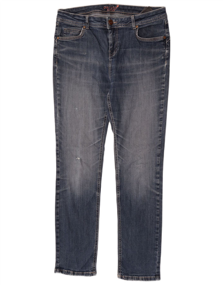 Jeans justos femininos Marks & Spencer W32 L30 algodão azul