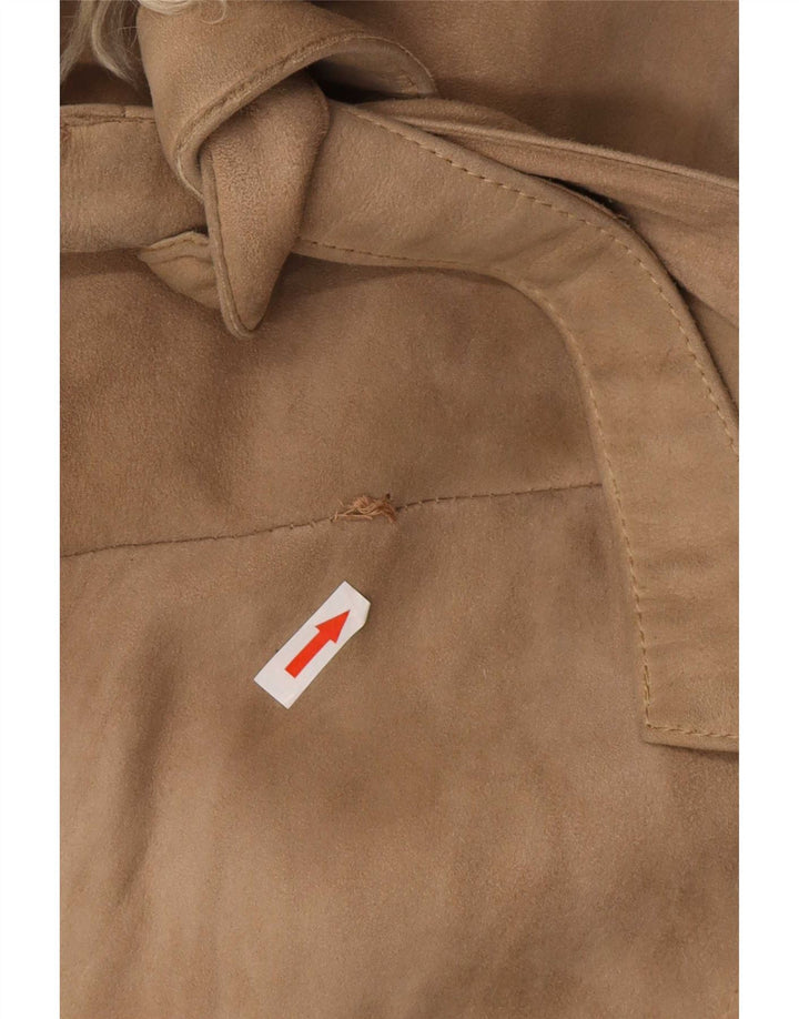 Casaco feminino vintage de shearling UK 8 pequeno bege