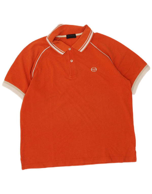 Camisa polo masculina Sergio Tacchini EU 50 médio laranja colorblock algodão