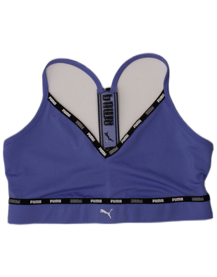 Sutiã esportivo gráfico feminino Puma Top médio azul poliéster esportivo