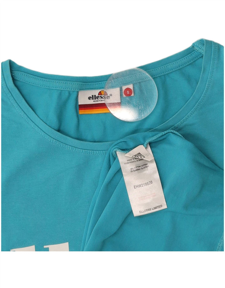 Camiseta feminina ELLESSE Heritage Graphic UK 10 algodão azul pequeno