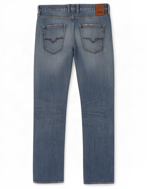 Guess Mens Vermont Distressed Slim Tapered Jeans W31 L32 Azul Algodão
