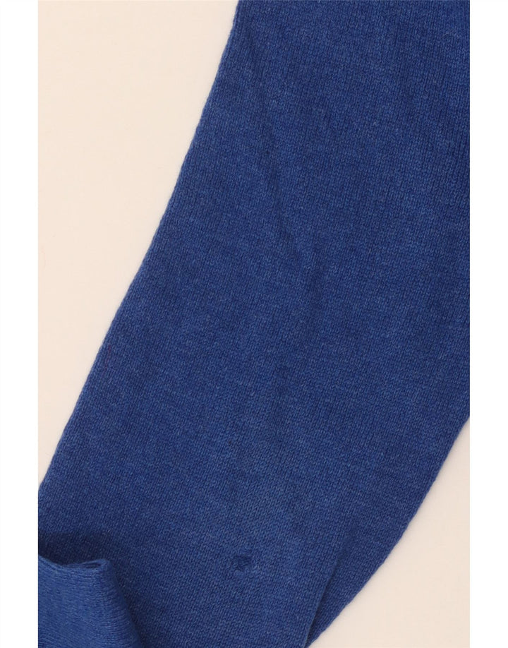 Suéter masculino Marks & Spencer com decote em V de lã azul médio