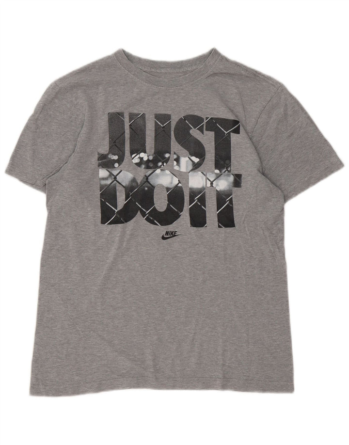 Camiseta Nike masculina regular fit gráfica top pequeno algodão cinza