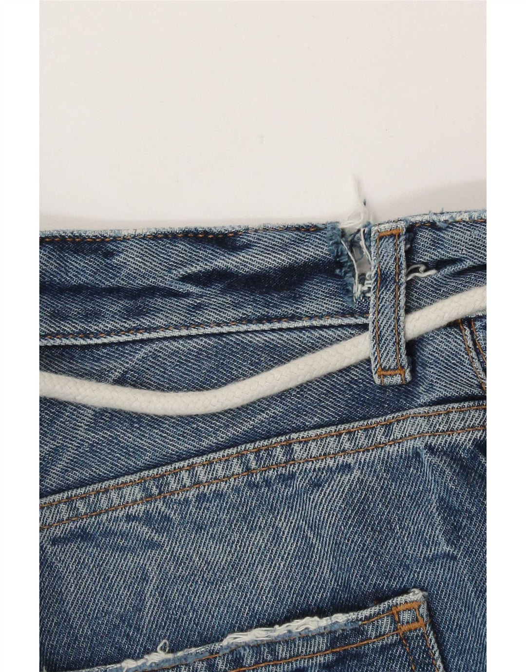 Zara Shorts jeans masculino desgastado UE 38 pequeno W30 algodão azul