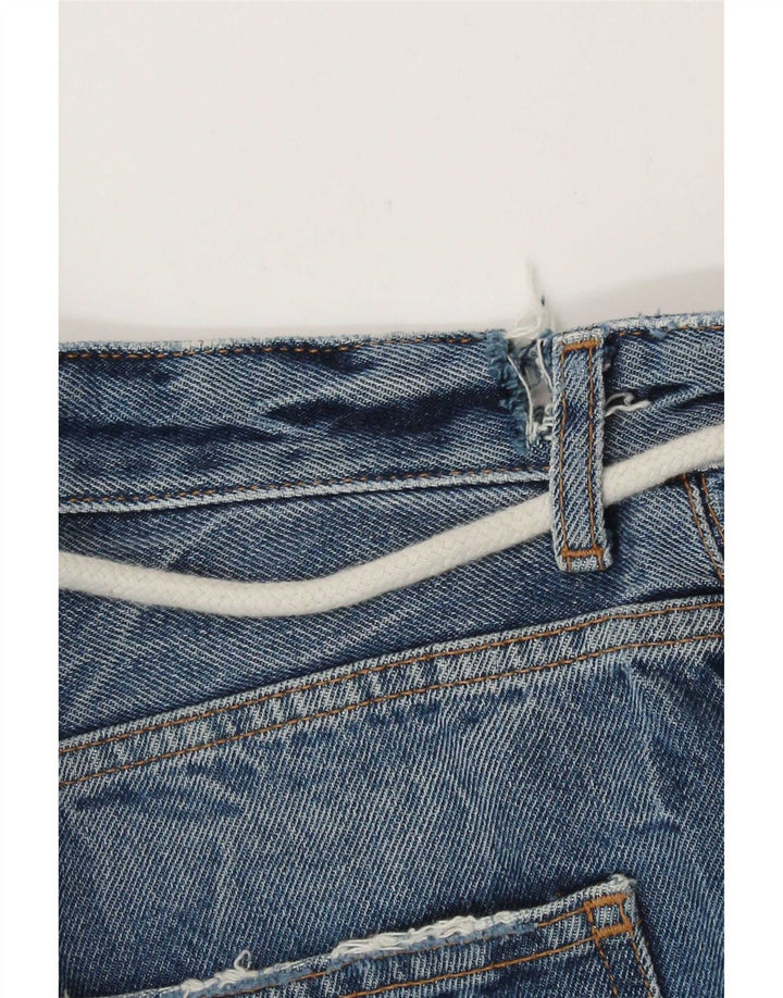 Zara Shorts jeans masculino desgastado UE 38 pequeno W30 algodão azul