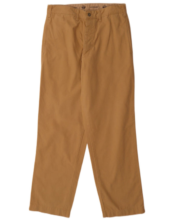 Calças Dockers masculinas retas Chino W32 L30 algodão bege