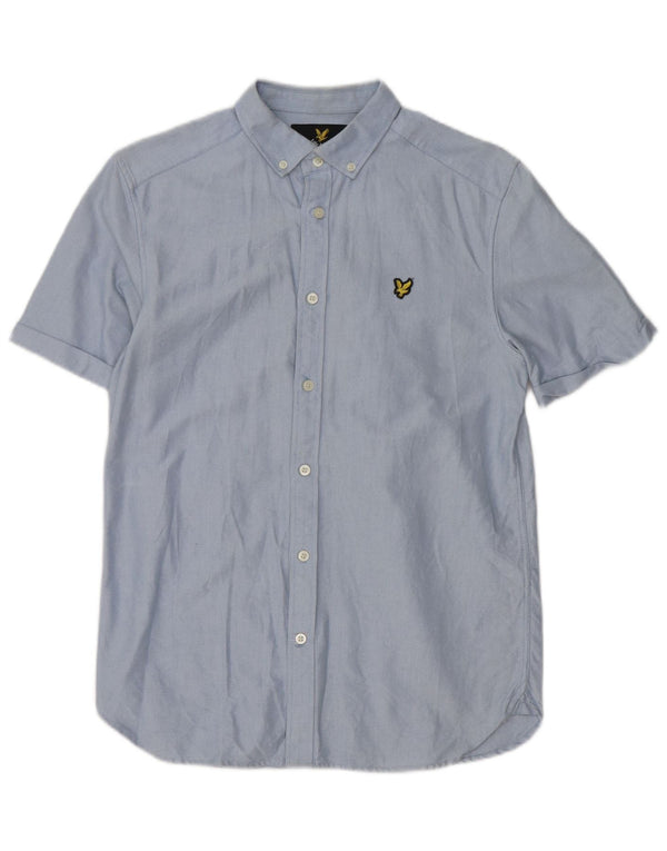 Lyle & Scott Mens Short Sleeve Shirt Small Blue Cotton