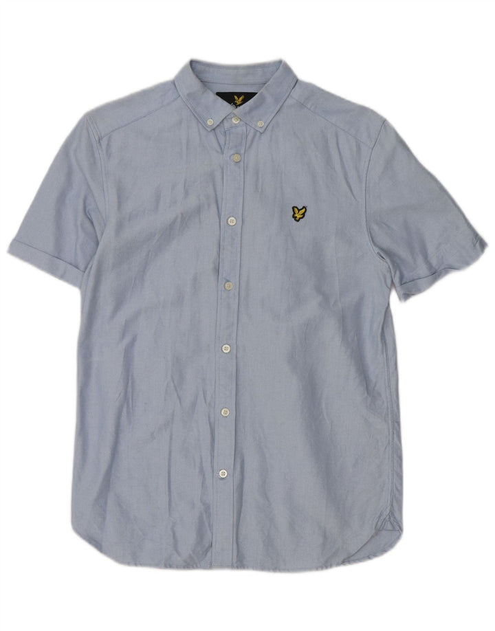 Camisa masculina de manga curta Lyle & Scott pequena azul algodão