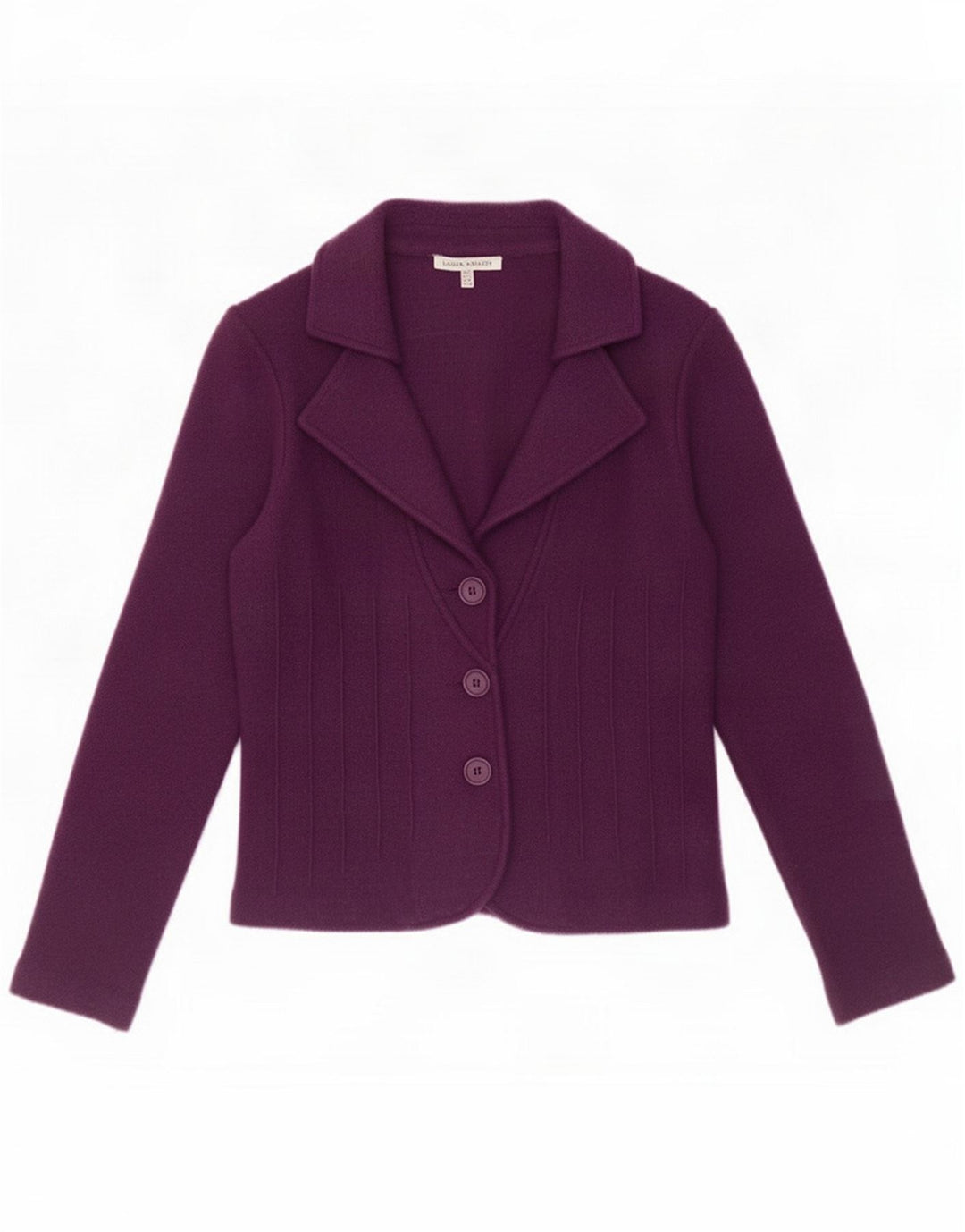 Jaqueta blazer feminina Laura Ashley com 3 botões Reino Unido 12 lã de cordeiro roxa média