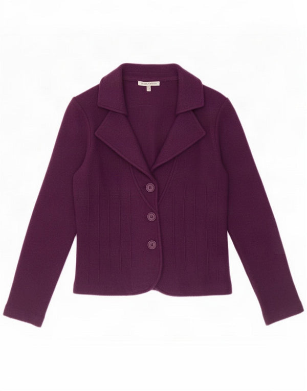 Jaqueta blazer feminina Laura Ashley com 3 botões Reino Unido 12 lã de cordeiro roxa média