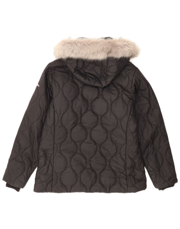 Jaqueta acolchoada com capuz feminina Columbia UK 16 grande poliéster preto