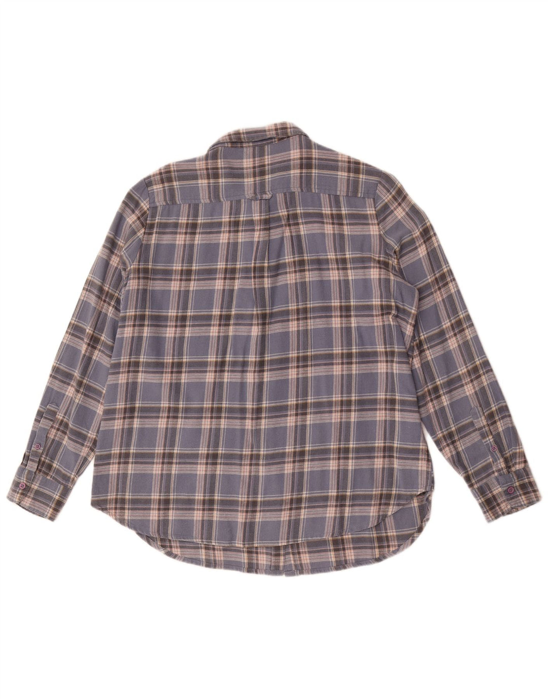 Camisa de flanela feminina Fat Face Reino Unido 12 algodão xadrez azul médio