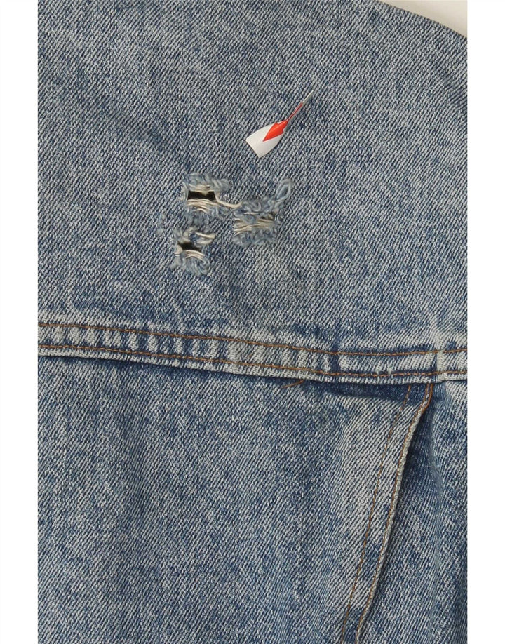 Jaqueta jeans masculina Jacob Cohen desgastada Reino Unido 42 XL algodão azul