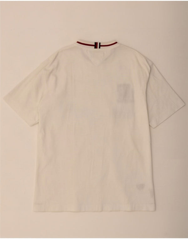Tommy Hilfiger Camiseta masculina gráfica Top médio algodão branco