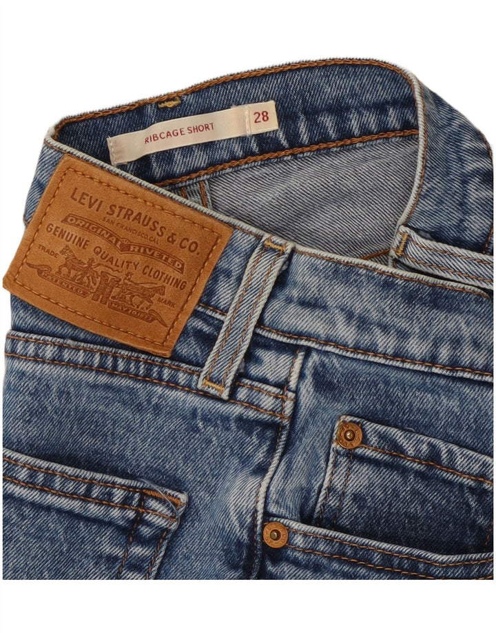 Shorts jeans feminino Levi's Ribcage W28 algodão azul médio