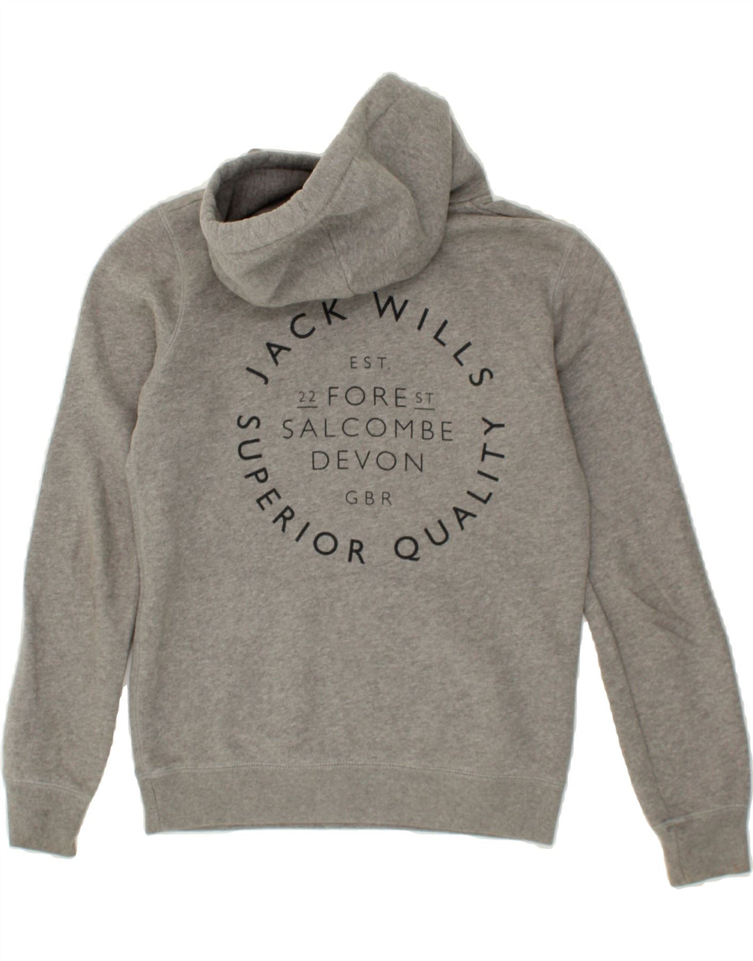 JACK WILLS Womens Graphic Hoodie Jumper UK 6 XS  Grey Cotton Vintage Jack Wills and Second-Hand Jack Wills from Messina Hembry 