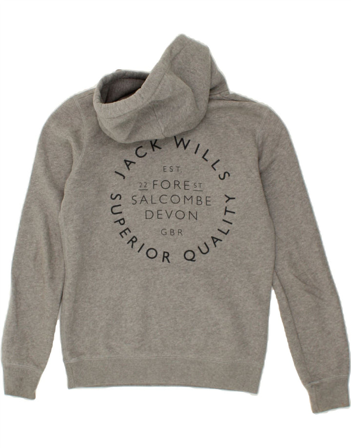 JACK WILLS Womens Graphic Hoodie Jumper UK 6 XS  Grey Cotton Vintage Jack Wills and Second-Hand Jack Wills from Messina Hembry 