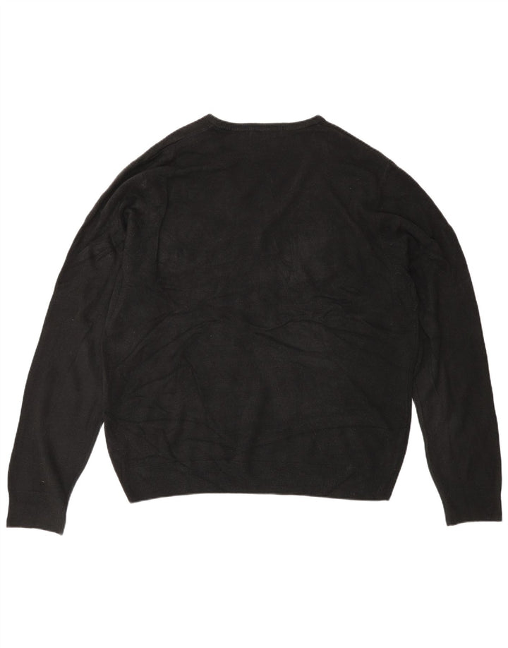 Suéter masculino Marks & Spencer com decote em V grande acrílico preto