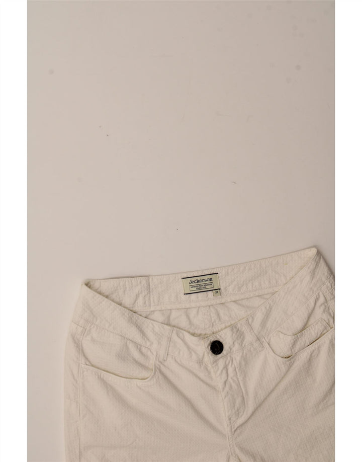 JECKERSON Womens Slim Casual Trousers W27 L27 White Cotton Vintage Jeckerson and Second-Hand Jeckerson from Messina Hembry 