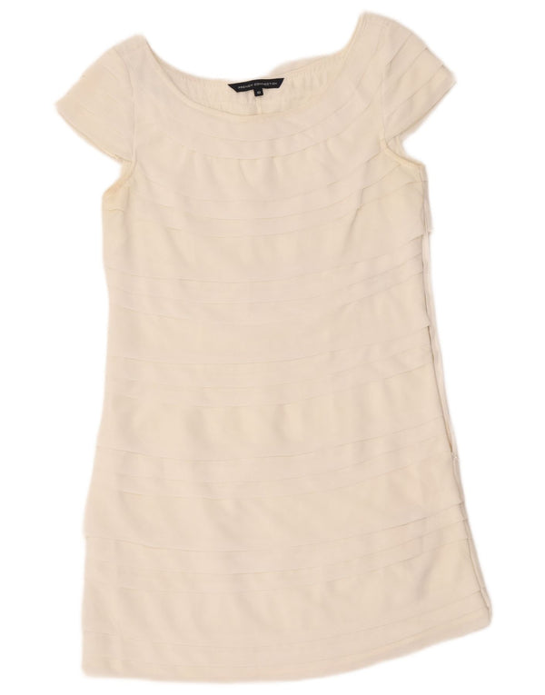 Vestido estratificado Reino Unido 10 das mulheres francesas poliéster branco pequeno