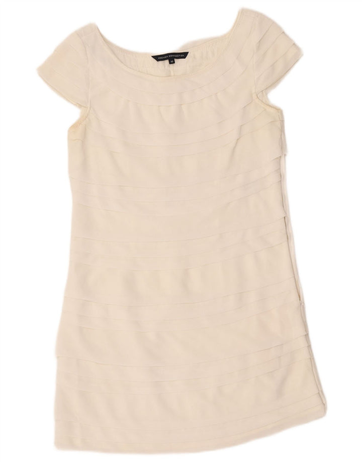 Vestido estratificado Reino Unido 10 das mulheres francesas poliéster branco pequeno