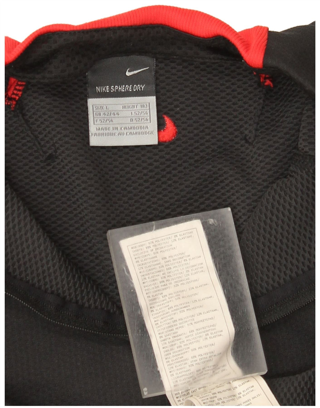 Nike Mens Zip Neck Top Manga Longa Reino Unido 42/44 Grande Poliéster Preto