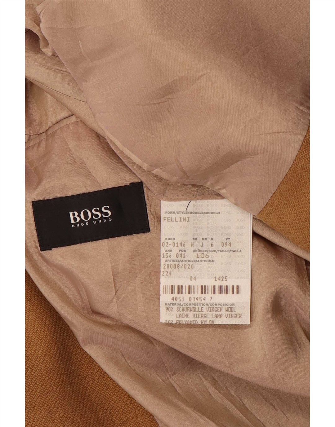 Jaqueta Blazer Masculina Hugo Boss com 3 Botões Reino Unido 42 XL Lã Bege