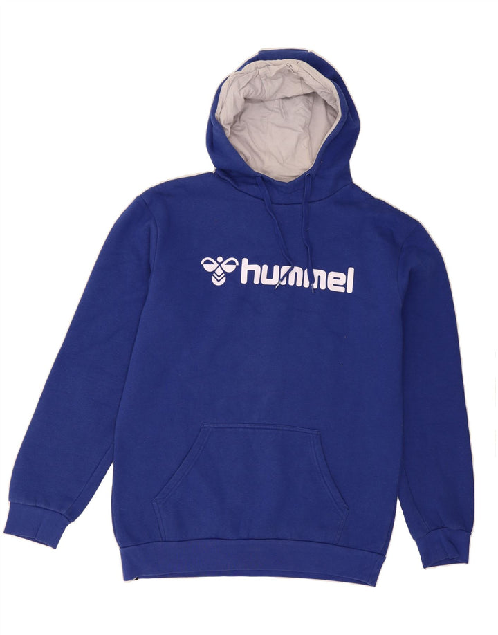 HUMMEL Mens Graphic Hoodie Jumper Small Blue Cotton Vintage Hummel and Second-Hand Hummel from Messina Hembry 