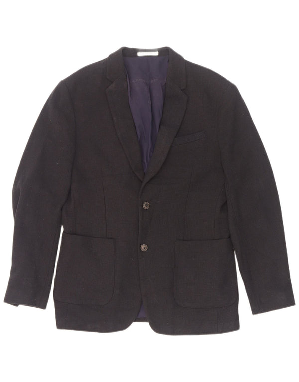 Jaqueta blazer masculina Zara com 2 botões UE 52 grande azul marinho poliéster