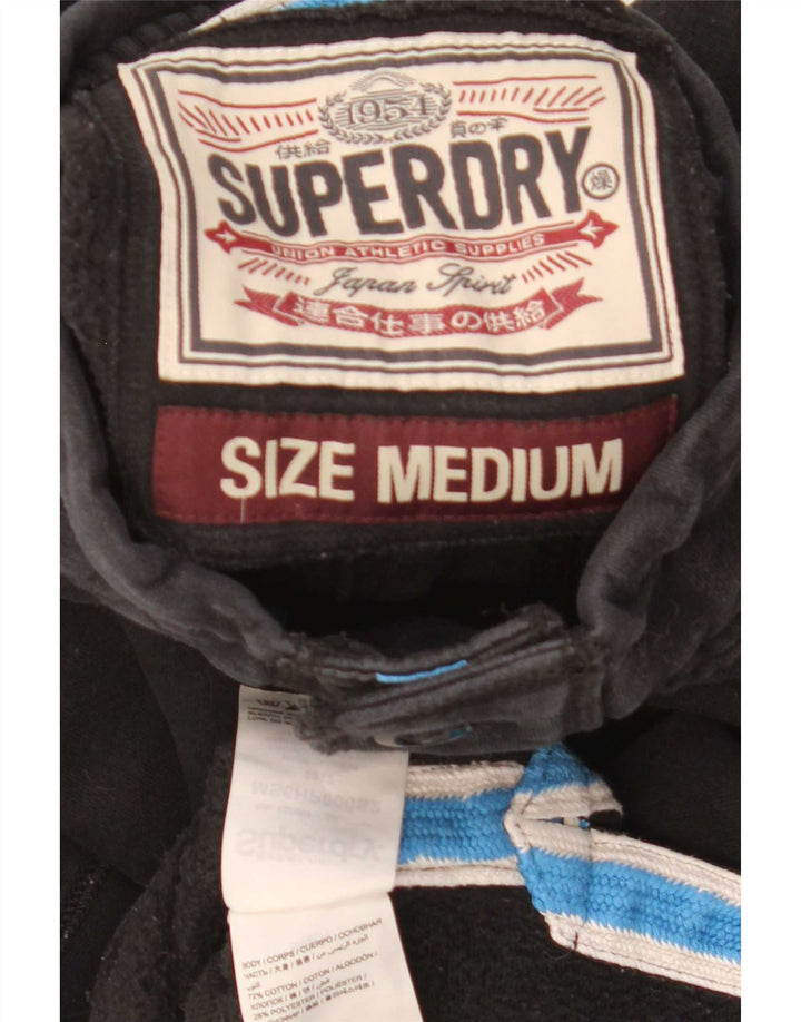 Suéter masculino Superdry com gola redonda e botão gráfico médio algodão preto