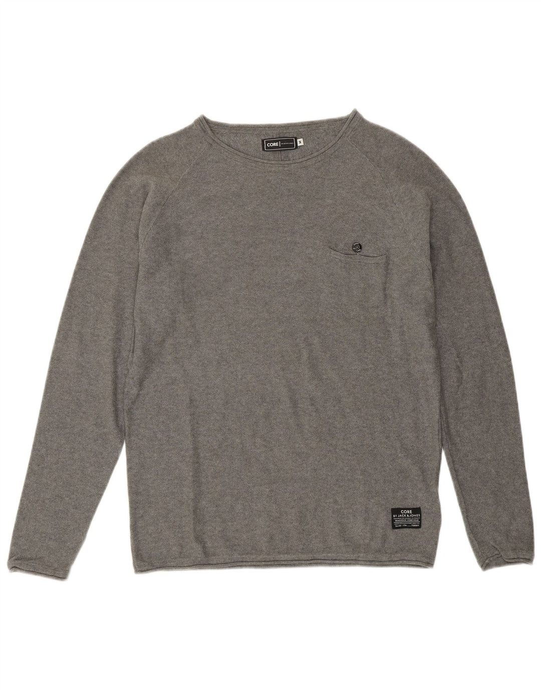 JACK & JONES Suéter masculino com gola canoa e algodão cinza médio