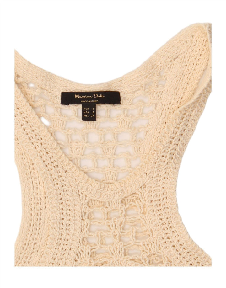 Top de colete de crochê feminino Massimo Dutti Reino Unido 10 pequeno bege