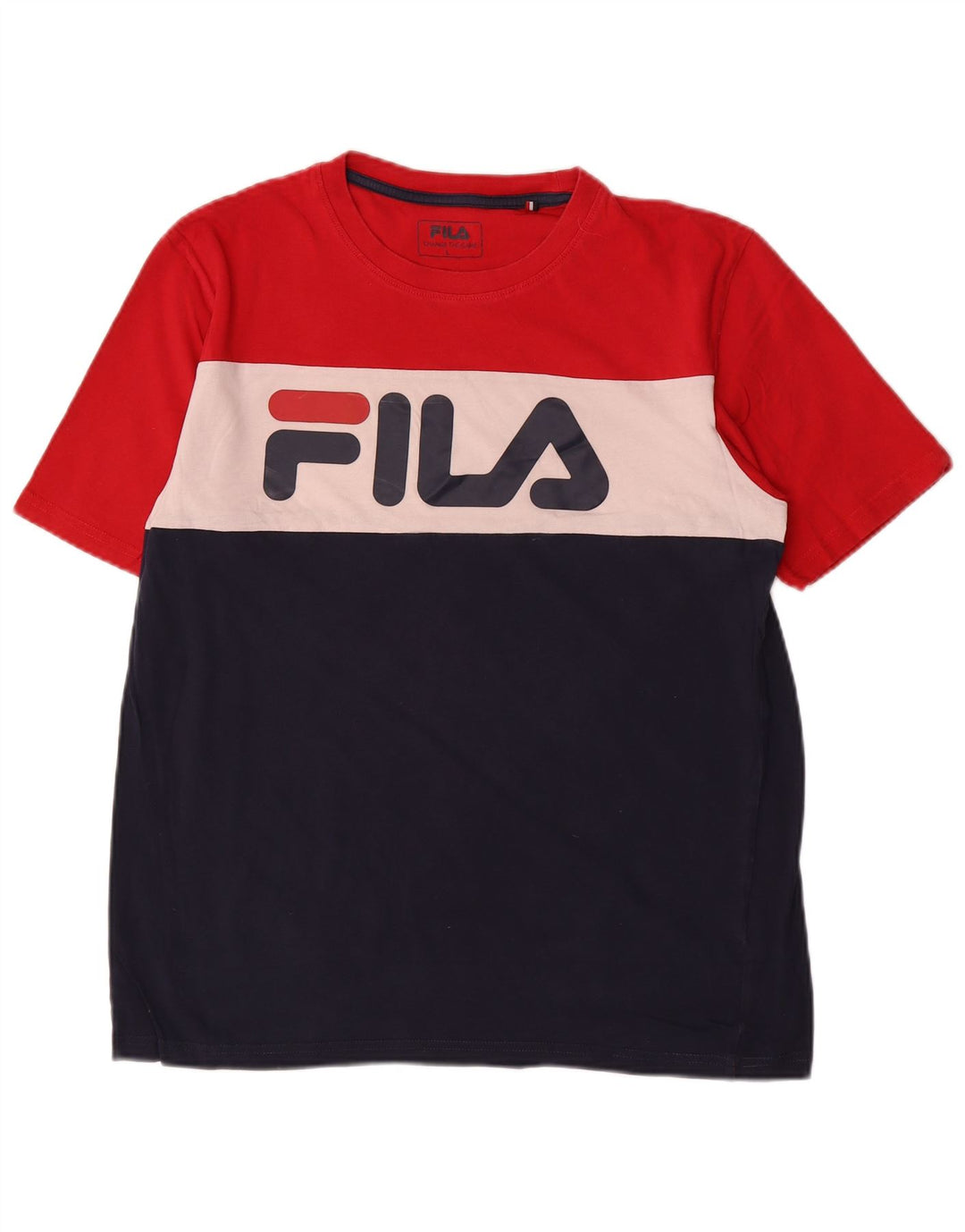Camiseta masculina Fila Graphic Top grande bloco colorido multicolorido