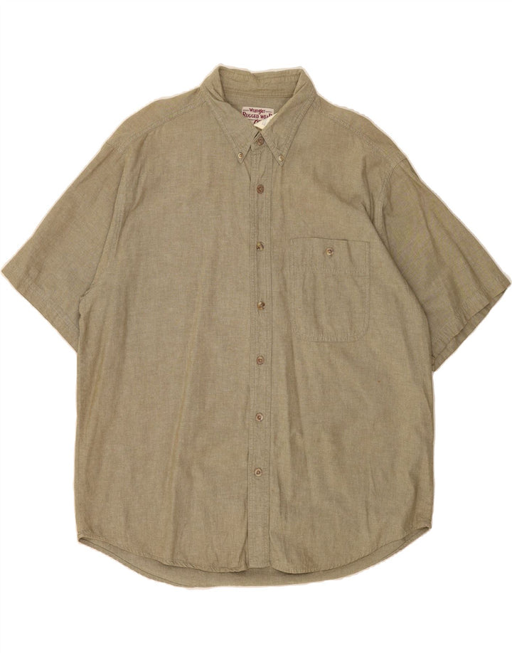 WRANGLER Mens Short Sleeve Shirt XL Khaki Cotton Vintage Wrangler and Second-Hand Wrangler from Messina Hembry 