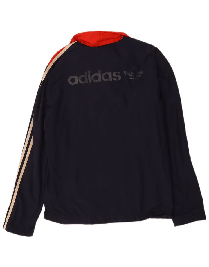 Adidas Mens Graphic Tracksuit Top Jaqueta Pequena Azul Marinho Colorblock