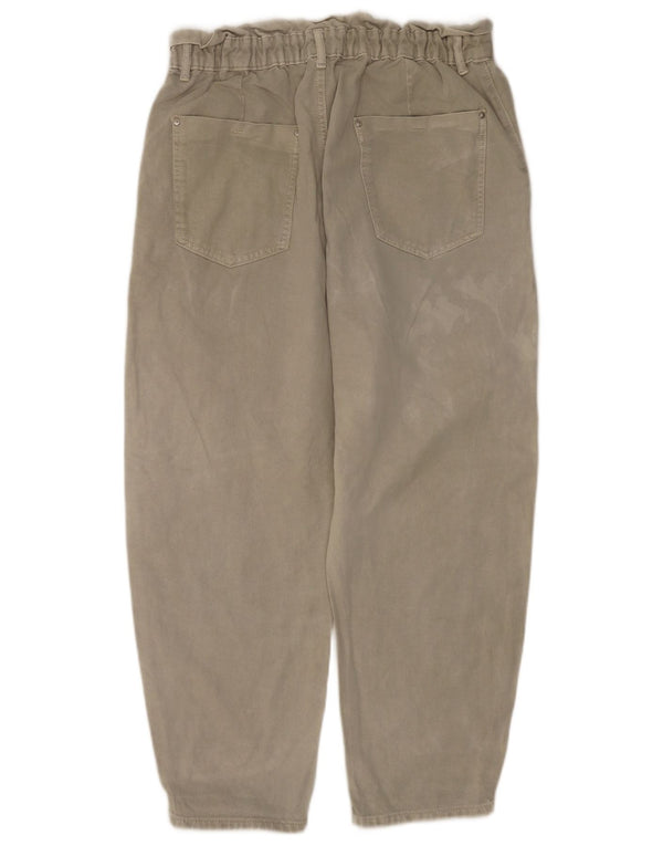 Calça jeans feminina Zara cintura alta cortada EU 44 XL W34 L25 cáqui