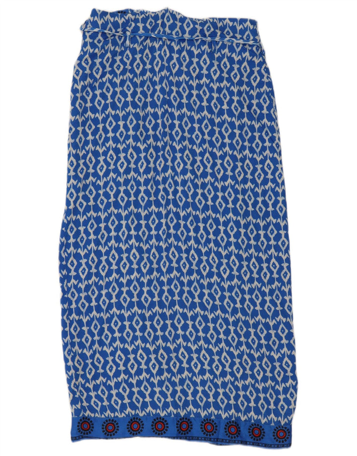 Saia feminina Zara pequena W26 viscose geométrica azul