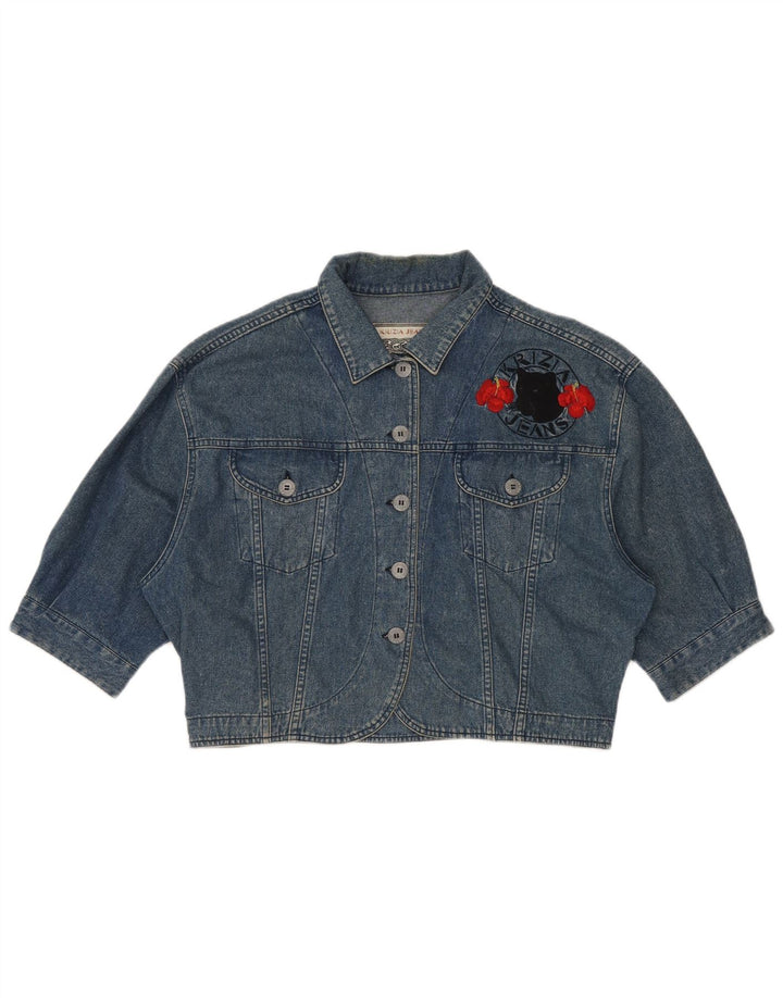 KRIZIA JEANS Jaqueta jeans feminina oversized IT 44 azul médio floral