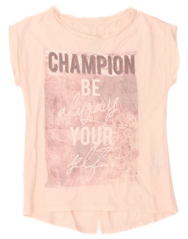 Camiseta feminina estampada Champion UK 10 algodão rosa pequeno