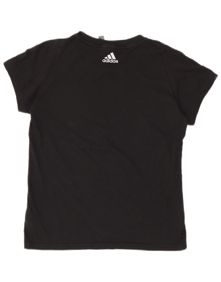 ADIDAS Womens Graphic T-Shirt Top UK 8/10 Pequeno Algodão Preto