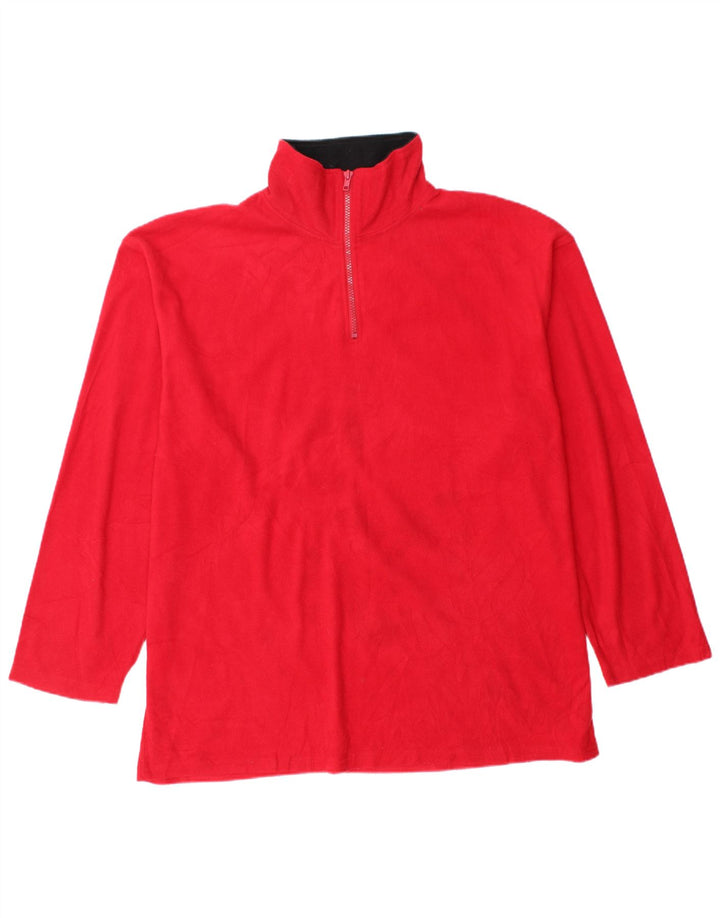 Suéter masculino de lã com zíper e gola CHAPS grande poliéster vermelho