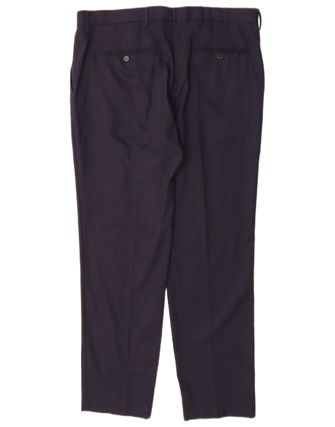 Calça chino reta masculina Marks & Spencer W36 L31 azul marinho lã