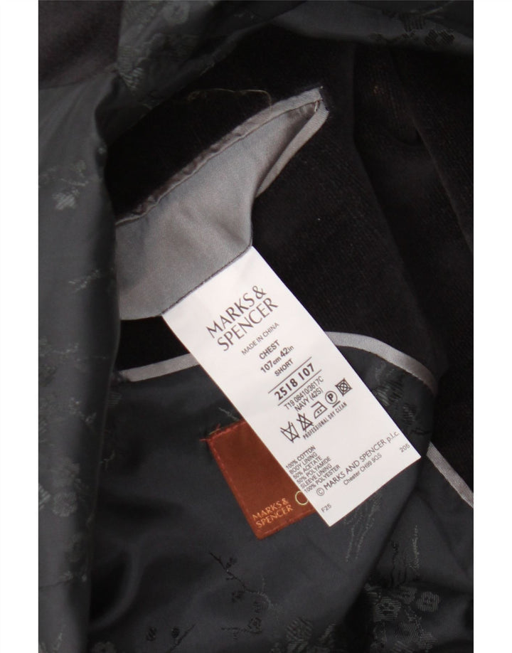 Jaqueta blazer masculina de veludo cotelê Marks & Spencer com 2 botões Reino Unido 42 XL azul marinho