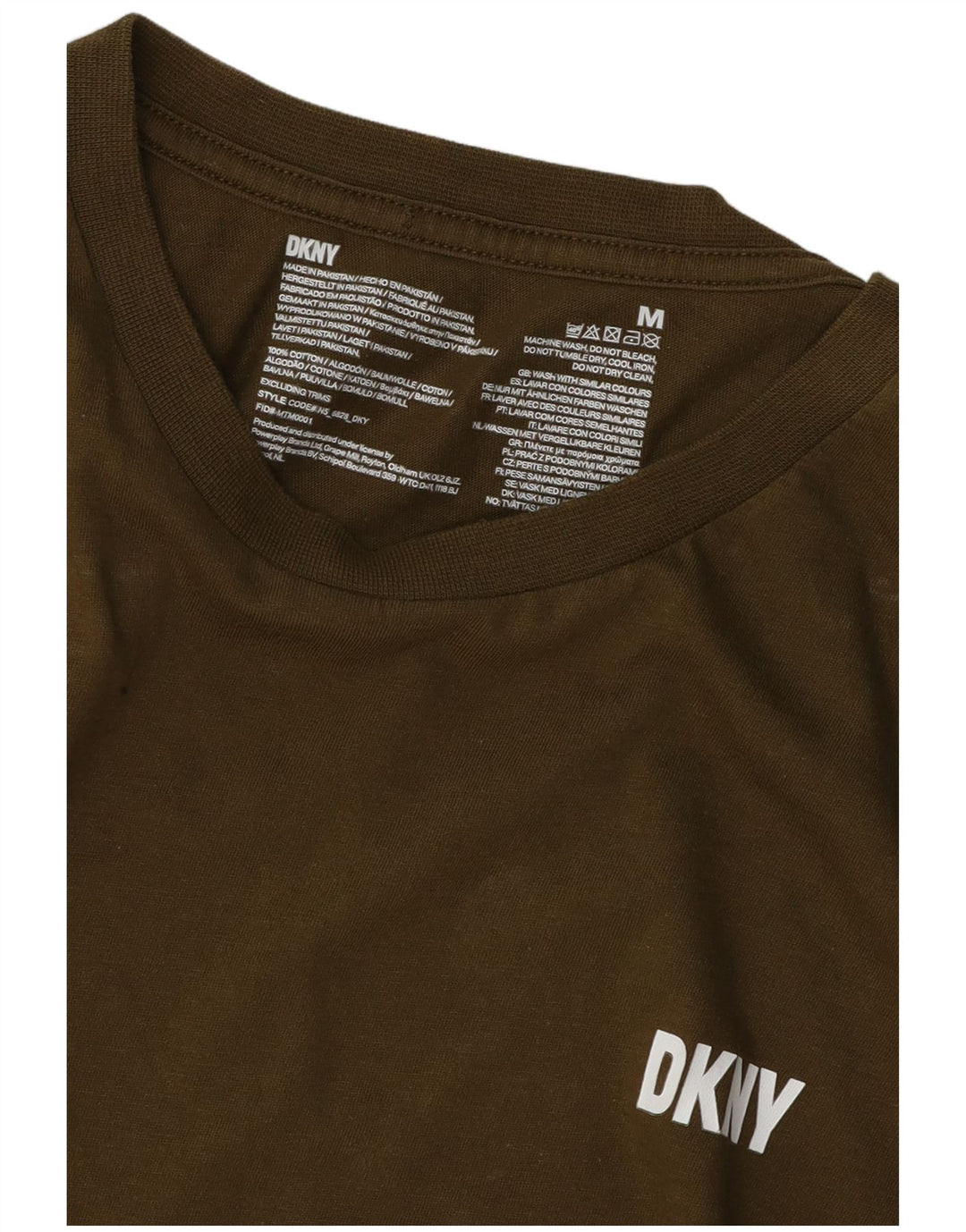 Camiseta masculina DKNY Top médio de algodão cáqui