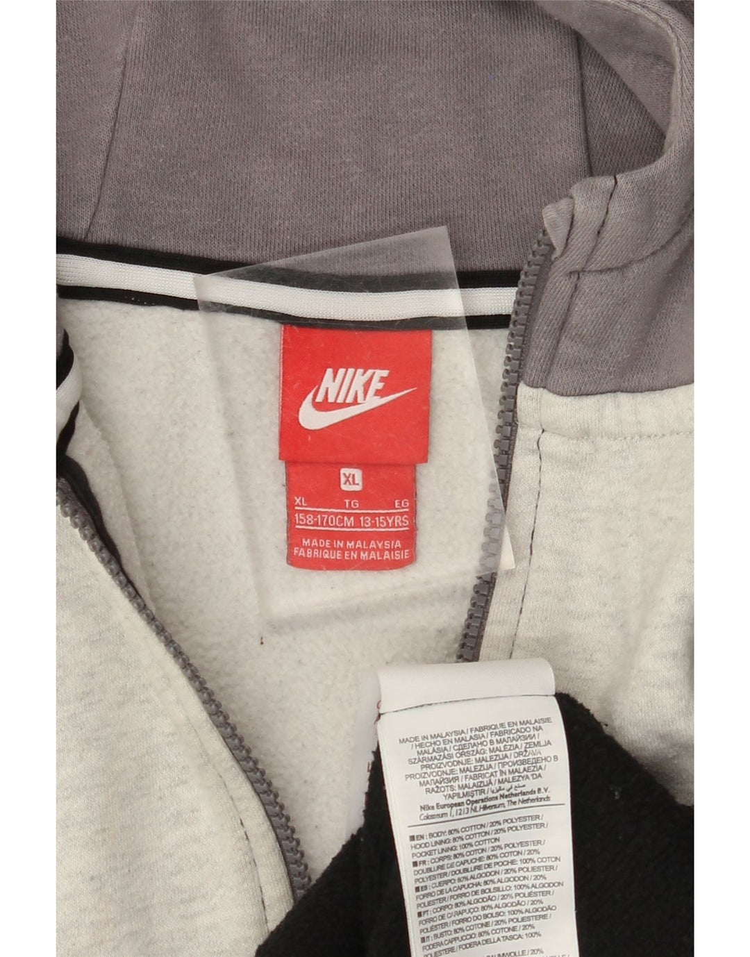 Suéter NIKE Boys Air Graphic Zip com capuz 13-14 anos XL preto colorblock