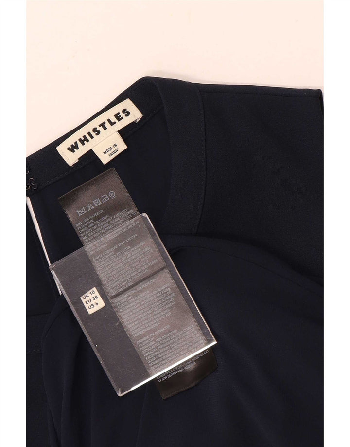 Whistles Mulheres Fora Do Ombro Vestido UK 10 Pequeno Poliéster Azul Marinho