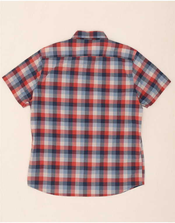 Camisa masculina de manga curta com ajuste regular LEE, algodão xadrez vermelho grande