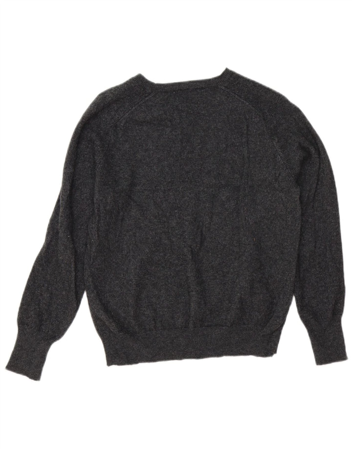 Zara Suéter feminino cropped com gola canoa Reino Unido 12 lã cinza médio